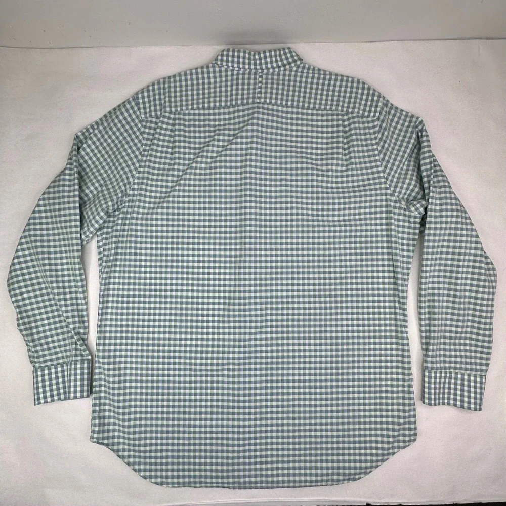 Banana Republic Mens XL Slim Fit Gingham Button Down Shirt‎ Green White Cotton